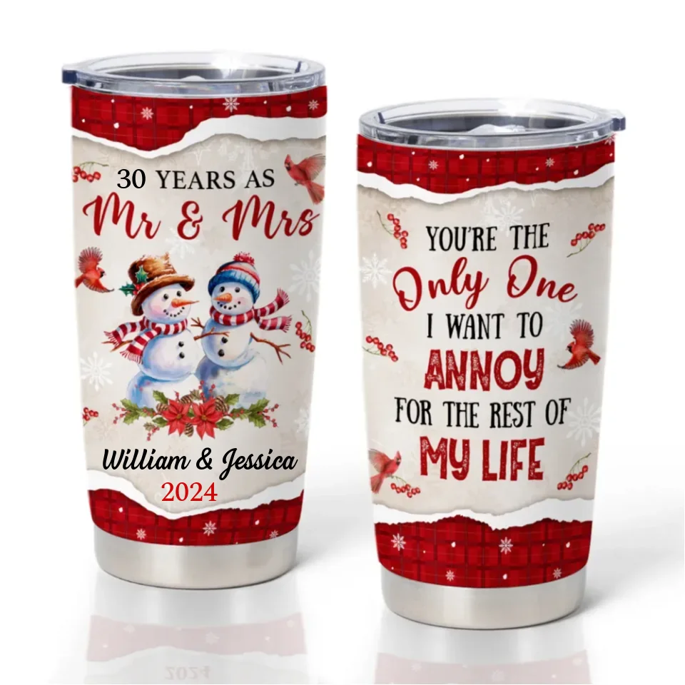 Snowmen Couple - I Love Annoying You – Personalized 20oz Tumbler – Christmas Gifts for Wife, Couples, Husband, Parents, Lovers - Image 2