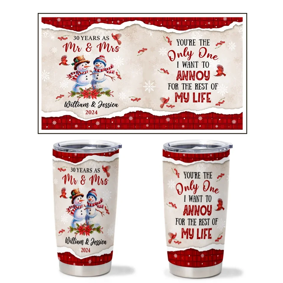 Snowmen Couple - I Love Annoying You – Personalized 20oz Tumbler – Christmas Gifts for Wife, Couples, Husband, Parents, Lovers - Image 3