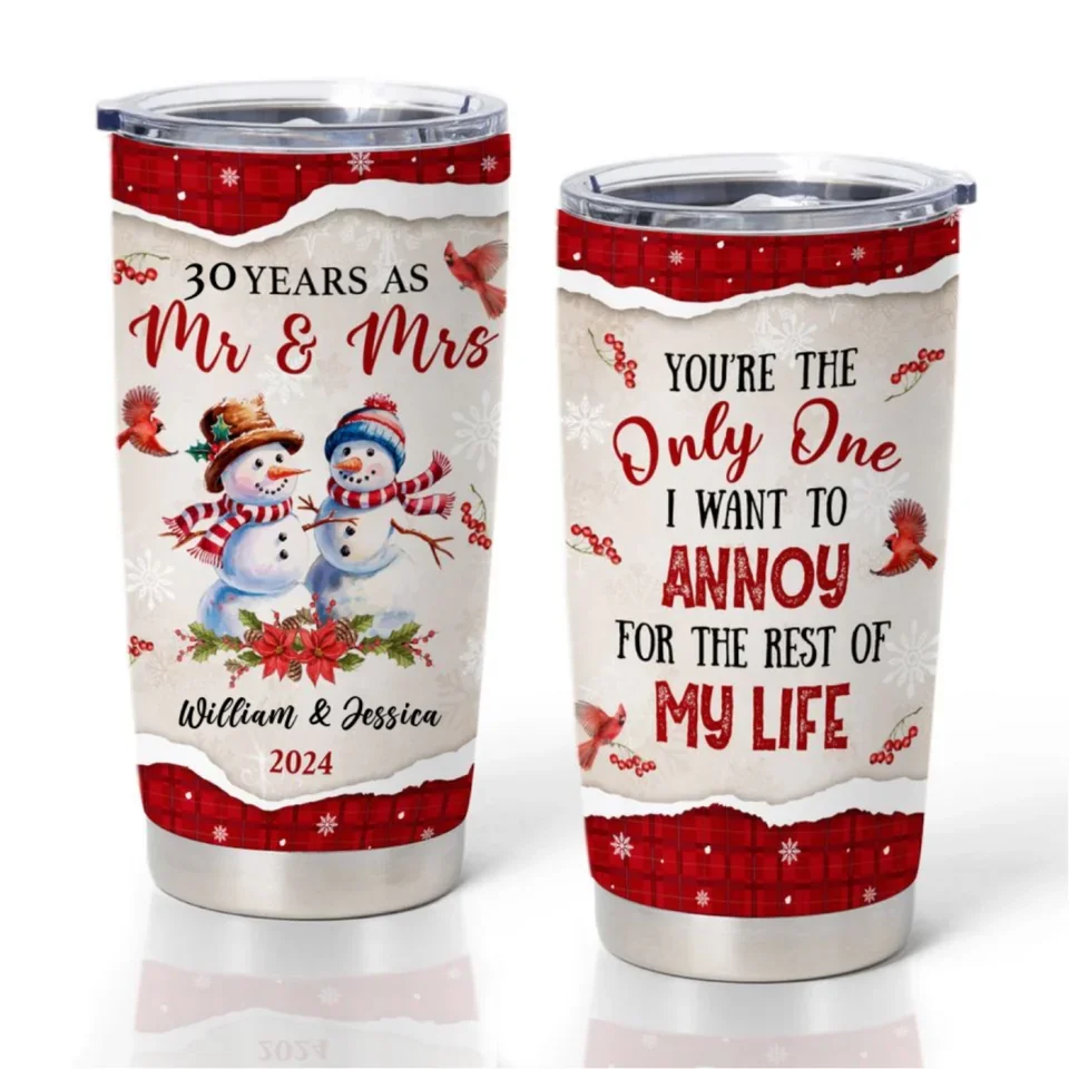 Snowmen Couple - I Love Annoying You – Personalized 20oz Tumbler – Christmas Gifts for Wife, Couples, Husband, Parents, Lovers - Image 4