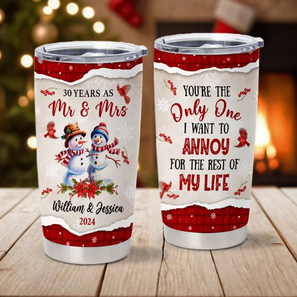 Snowmen Couple - I Love Annoying You – Personalized 20oz Tumbler – Christmas Gifts for Wife, Couples, Husband, Parents, Lovers - Image 6