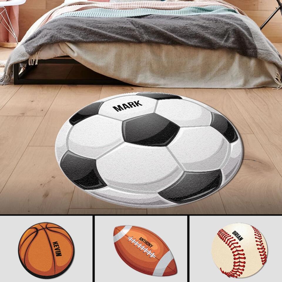 Soccer Football Baseball Basketball Custom Shape Rug Gift for Sport Lover Boy's Room Decoration - Image 3