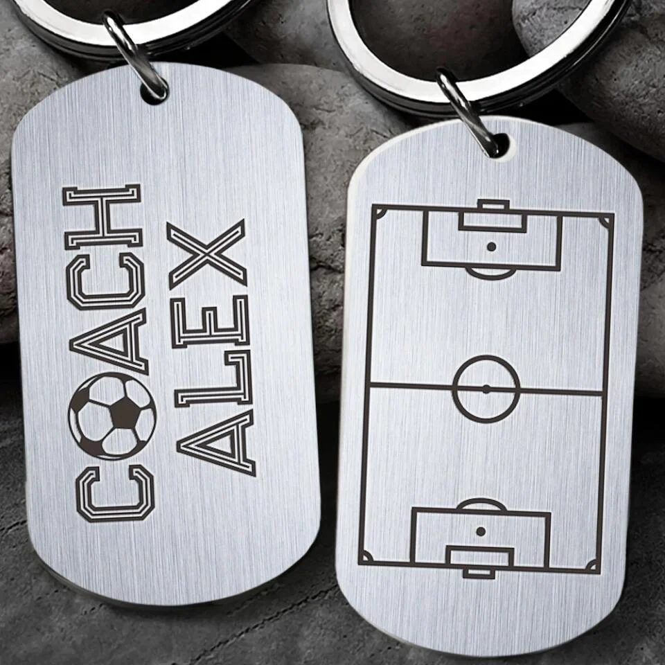Soccer Pitch with Name - Personalized Stainless Keychain - Appreciation Gift for Coach - Custom Name - Image 3