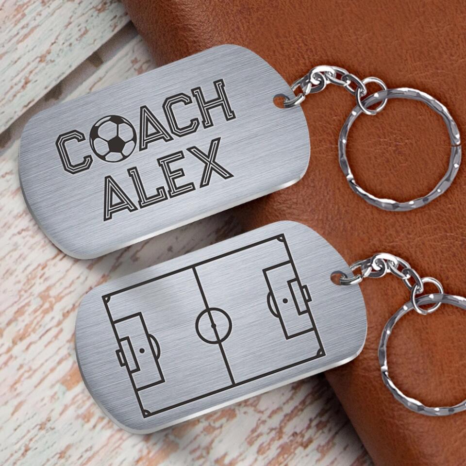 Soccer Pitch with Name - Personalized Stainless Keychain - Appreciation Gift for Coach - Custom Name - Image 5