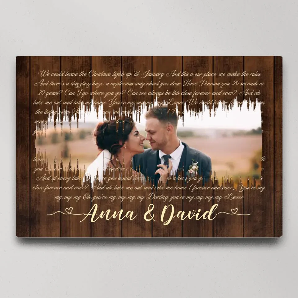 Sound Wave Custom Song Lyrics And Photo Canvas Poster Anniversary Gift For Couples - Image 8