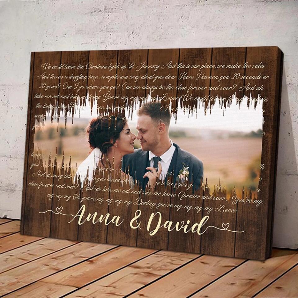 Sound Wave Custom Song Lyrics And Photo Canvas Poster Anniversary Gift For Couples - Image 9