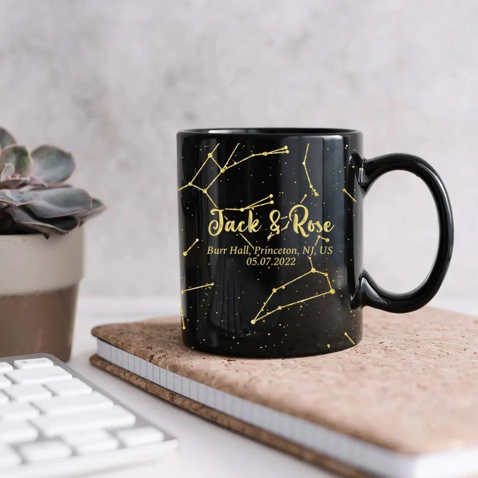 Star Map The Night We Met - Personalized Star Map Black Mug - Gifts for Him Her - Image 10
