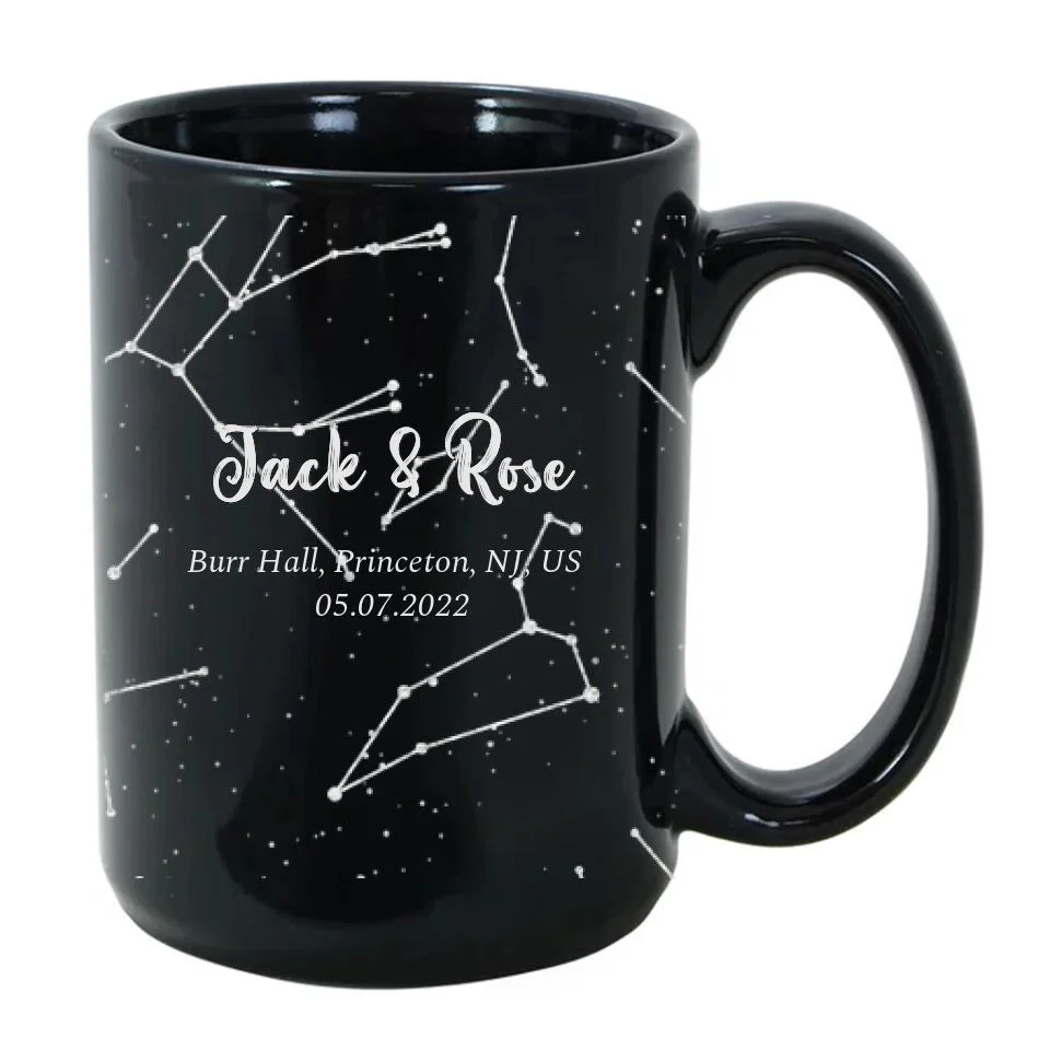 Star Map The Night We Met - Personalized Star Map Black Mug - Gifts for Him Her - Image 2