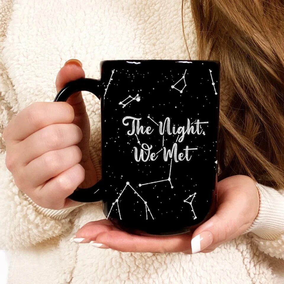 Star Map The Night We Met - Personalized Star Map Black Mug - Gifts for Him Her - Image 4
