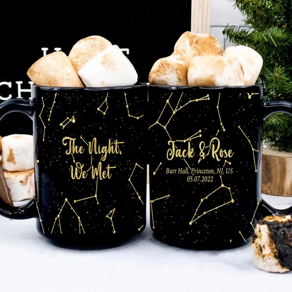 Star Map The Night We Met - Personalized Star Map Black Mug - Gifts for Him Her - Image 5