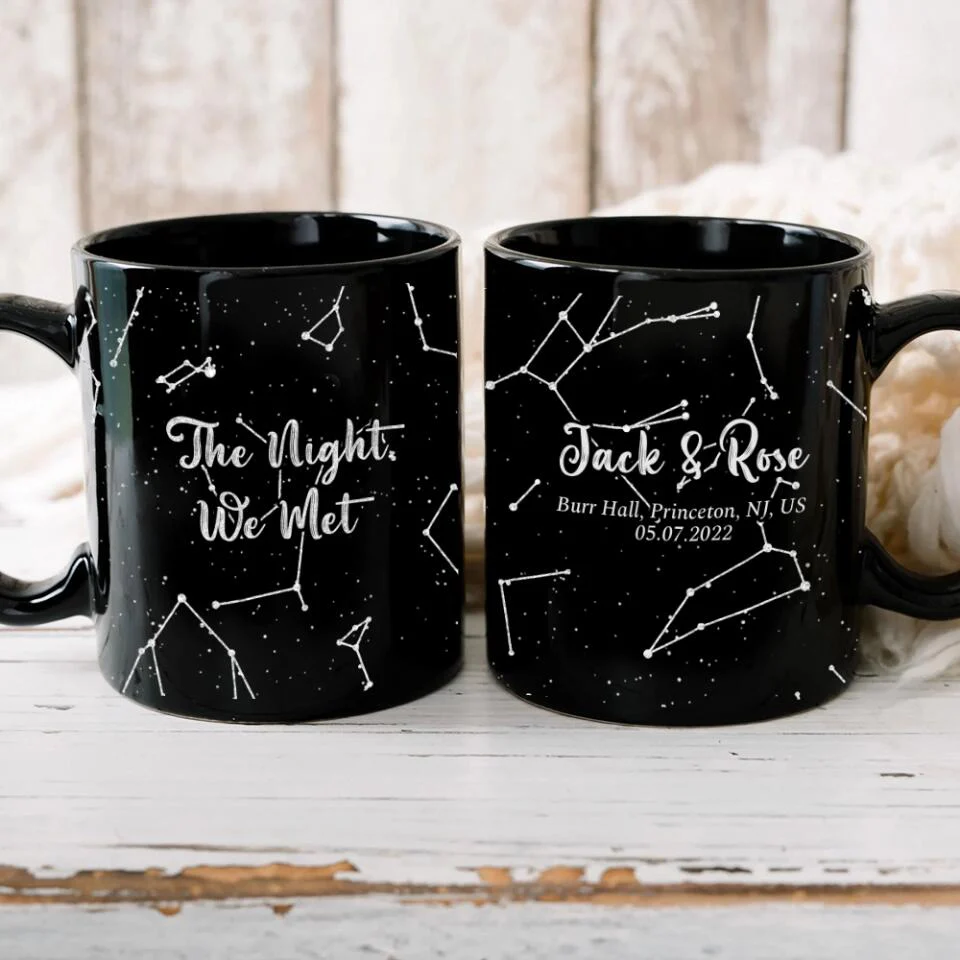 Star Map The Night We Met - Personalized Star Map Black Mug - Gifts for Him Her - Image 7