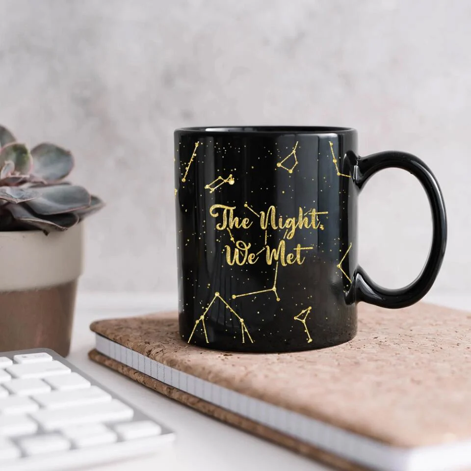 Star Map The Night We Met - Personalized Star Map Black Mug - Gifts for Him Her - Image 8