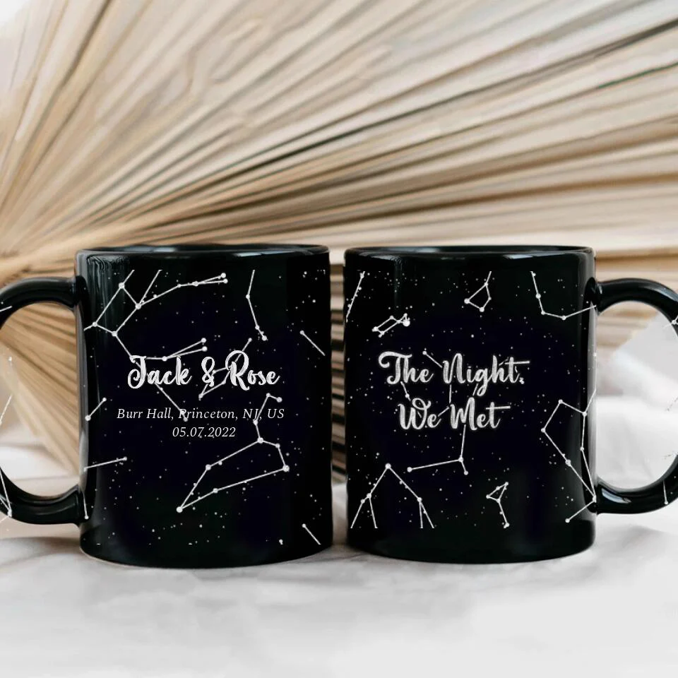 Star Map The Night We Met - Personalized Star Map Black Mug - Gifts for Him Her - Image 9