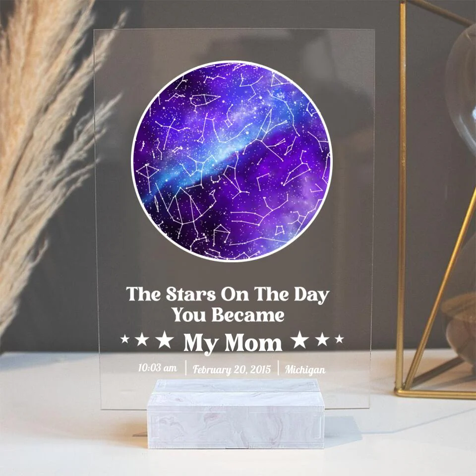 Star Map The Stars on The Day You Became My Mom Dad Grandma Grandpa Uncle Aunt Personalized Acrylic Plaque - Image 2