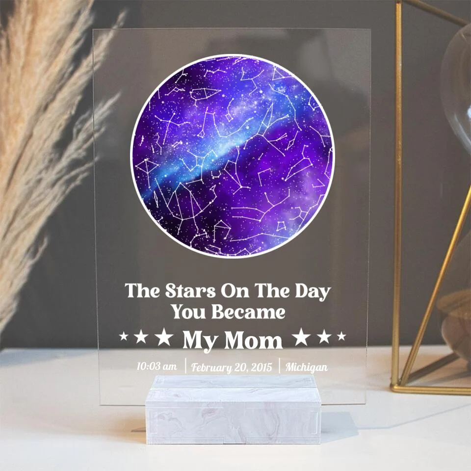 Star Map The Stars on The Day You Became My Mom Dad Grandma Grandpa Uncle Aunt Personalized Acrylic Plaque - Image 3