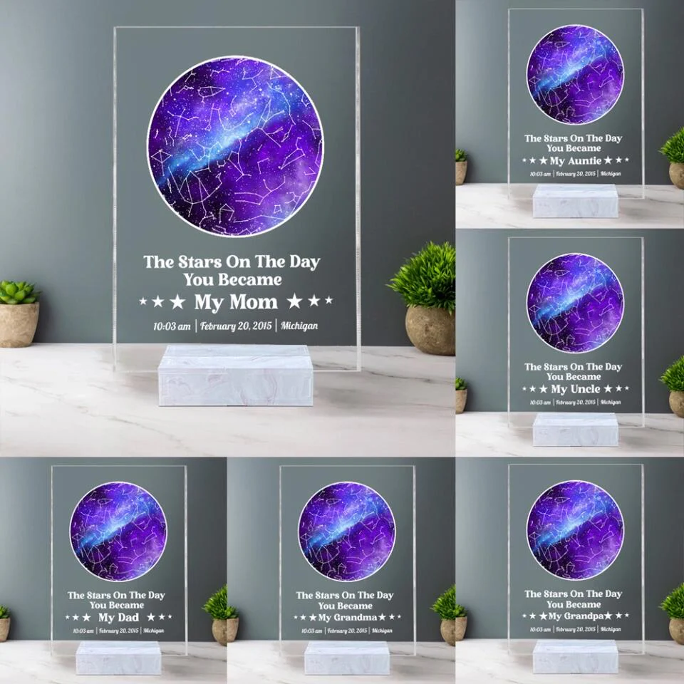 Star Map The Stars on The Day You Became My Mom Dad Grandma Grandpa Uncle Aunt Personalized Acrylic Plaque - Image 5