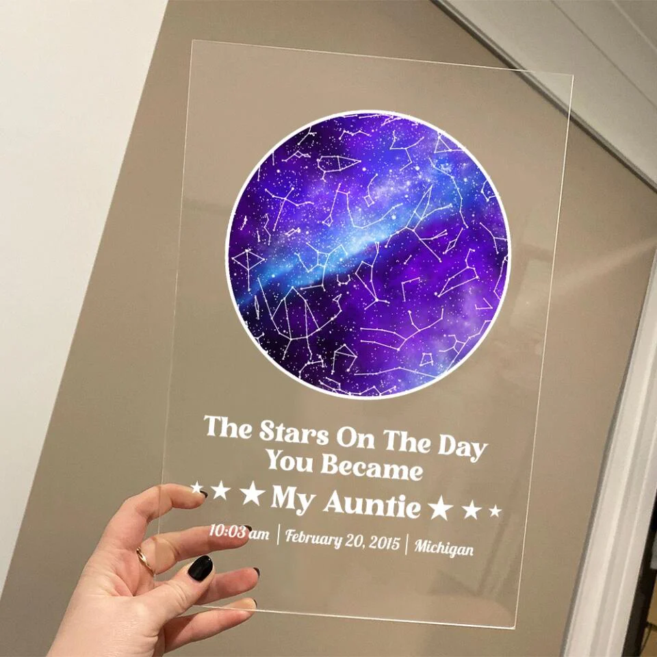 Star Map The Stars on The Day You Became My Mom Dad Grandma Grandpa Uncle Aunt Personalized Acrylic Plaque - Image 6