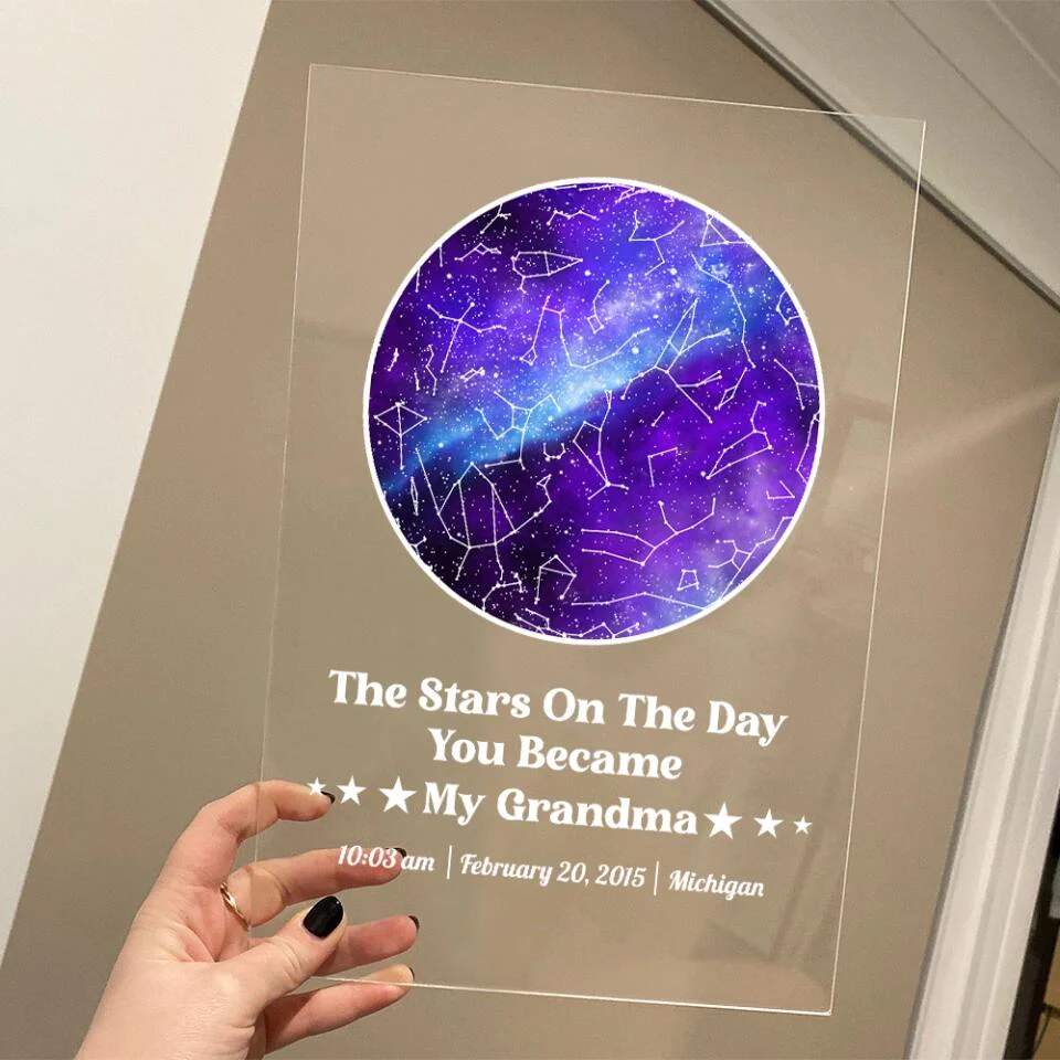 Star Map The Stars on The Day You Became My Mom Dad Grandma Grandpa Uncle Aunt Personalized Acrylic Plaque - Image 9