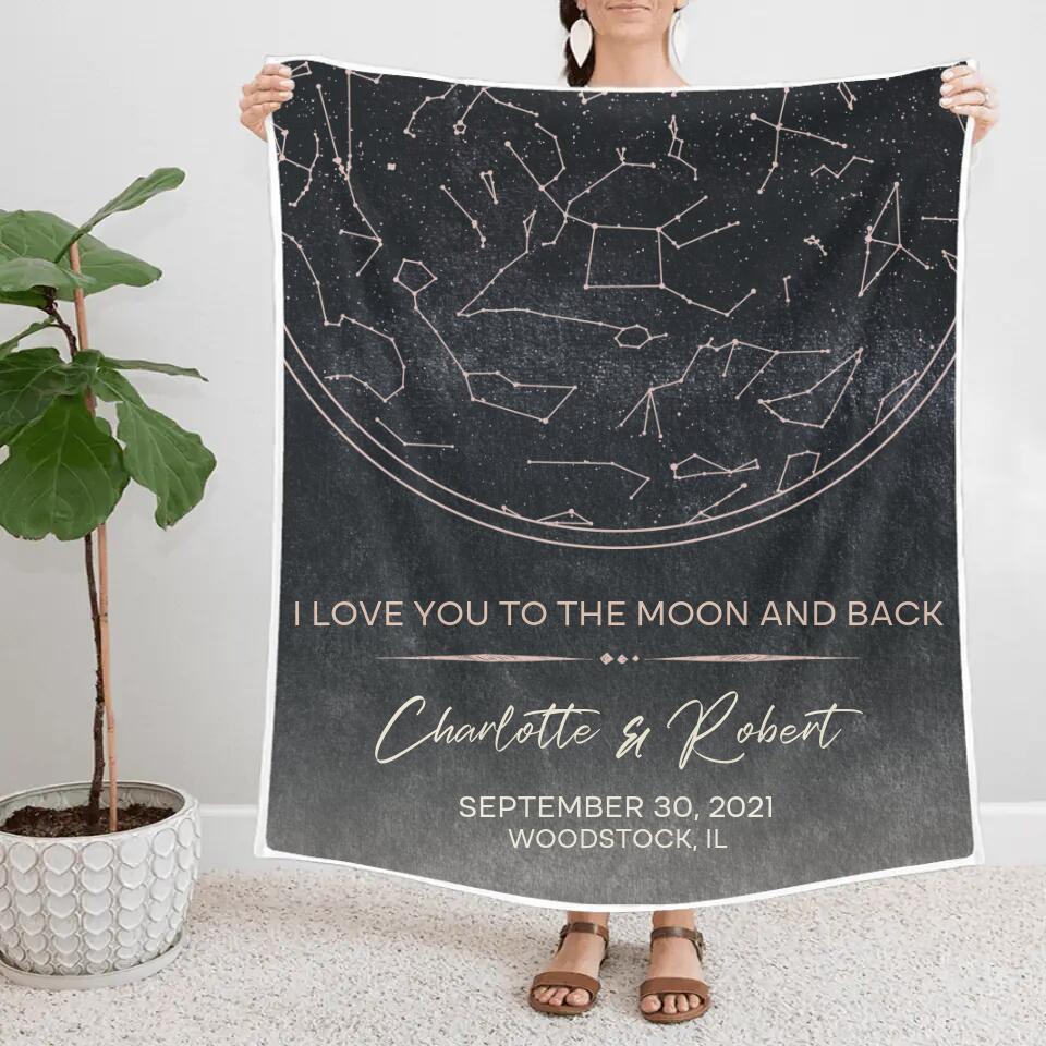 Starmap And Moon With Custom Quote-Best Personalized Blanket Gift For Birthday Anniversary-208IHNBNBL599 - Image 3