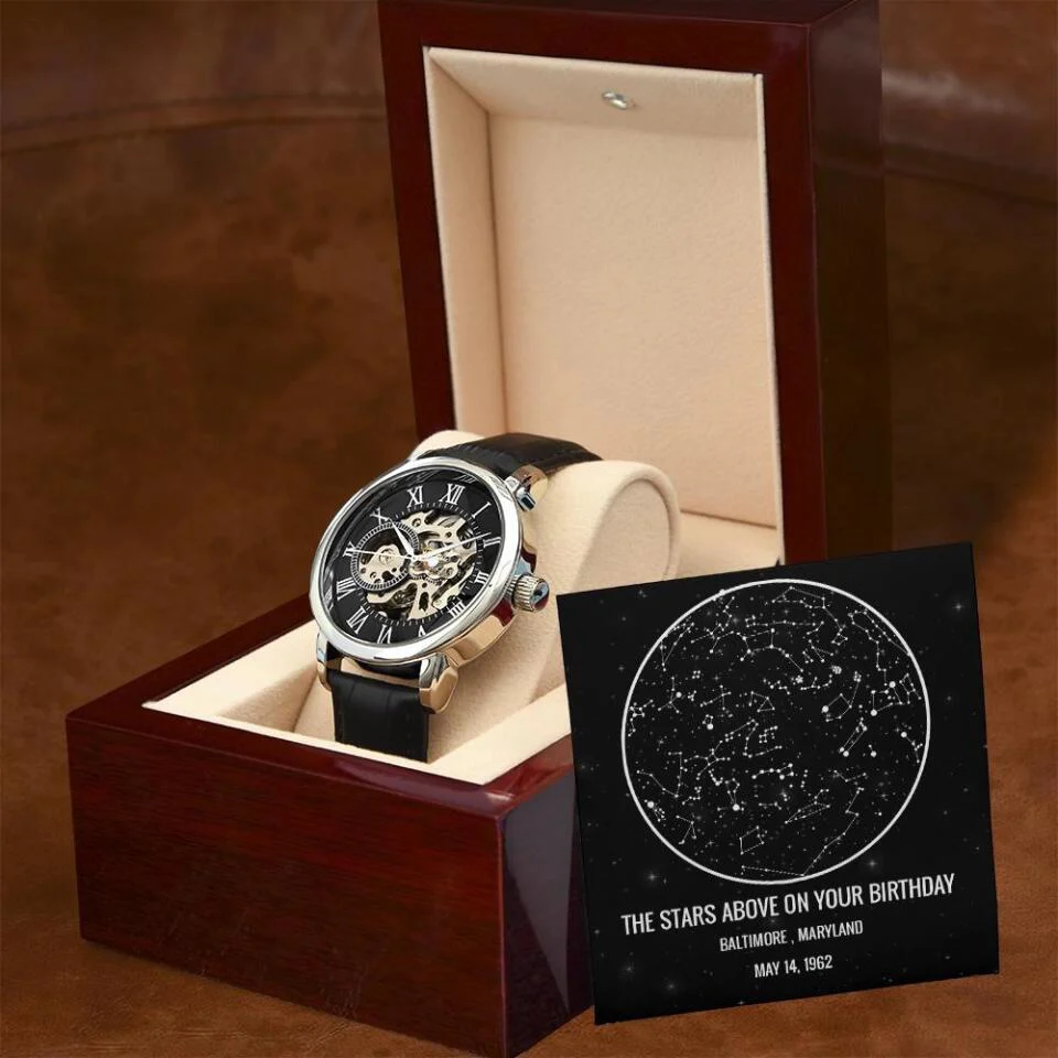 Stars Above On Your Birthday - Personalized Luxury Men's Watch - Image 2