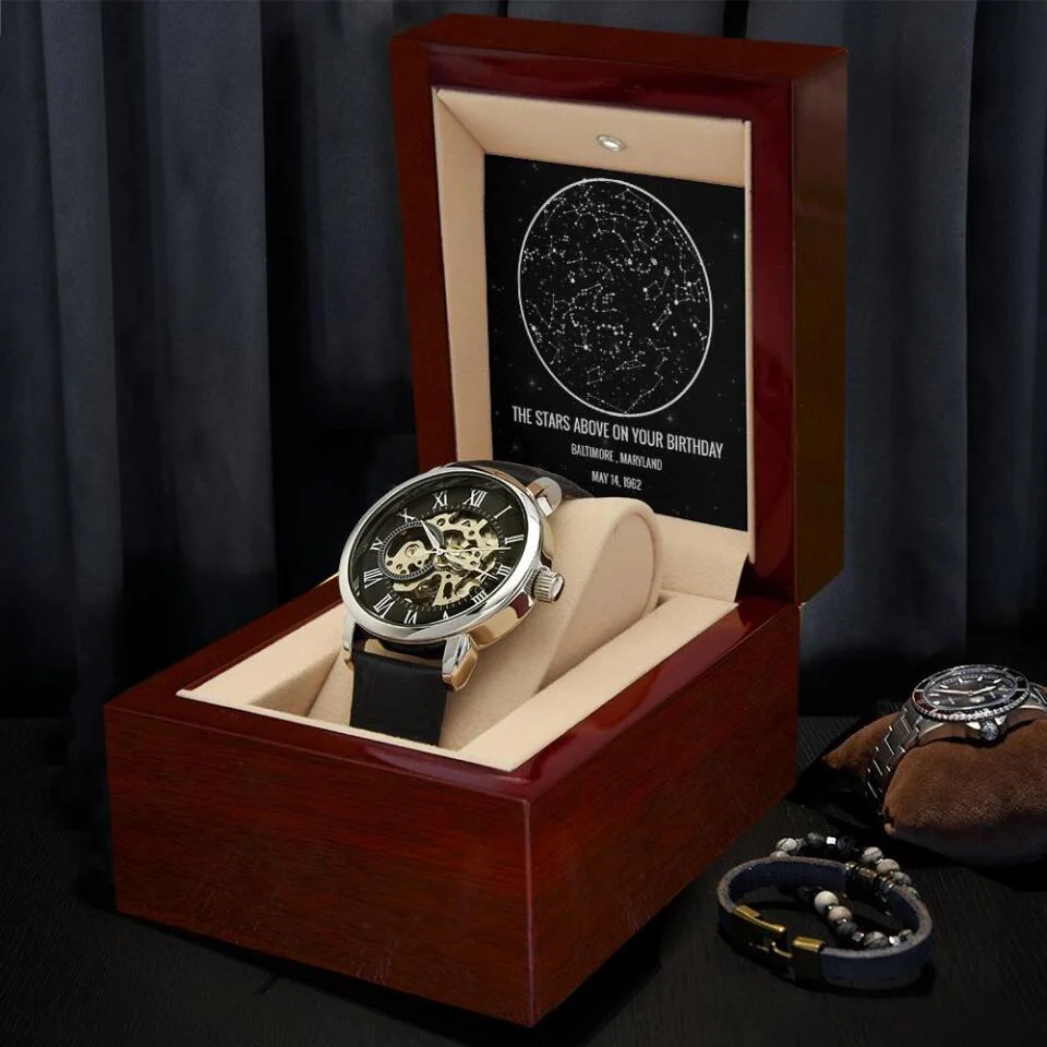 Stars Above On Your Birthday - Personalized Luxury Men's Watch - Image 3