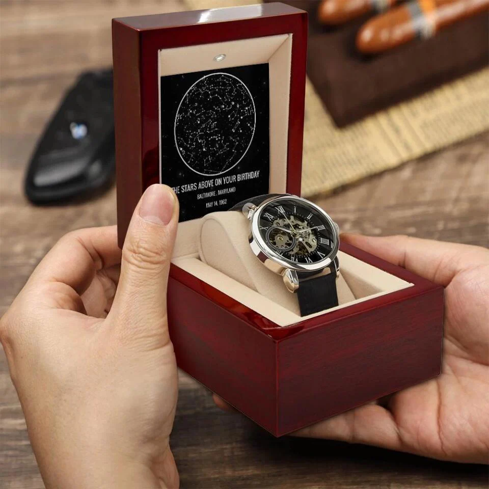 Stars Above On Your Birthday - Personalized Luxury Men's Watch - Image 4