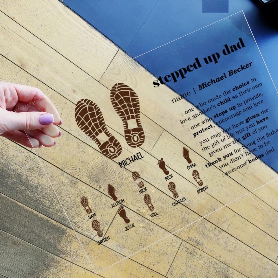 Stepped Up Dad Awesome Bonus Dad - Personalized Acrylic Plaque - Best Meaningful Gift For Step Dad For Dad On Anniversary - 212IHNBNAP962 - Image 4