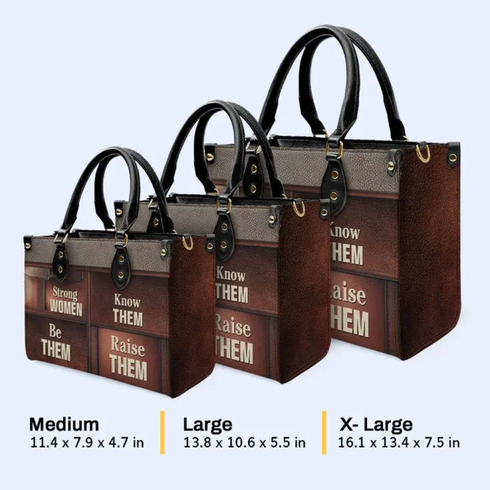 Strong Women - Brown Leather Handbag - Motivational Gift for Her, Teacher, Female Friends - Image 5
