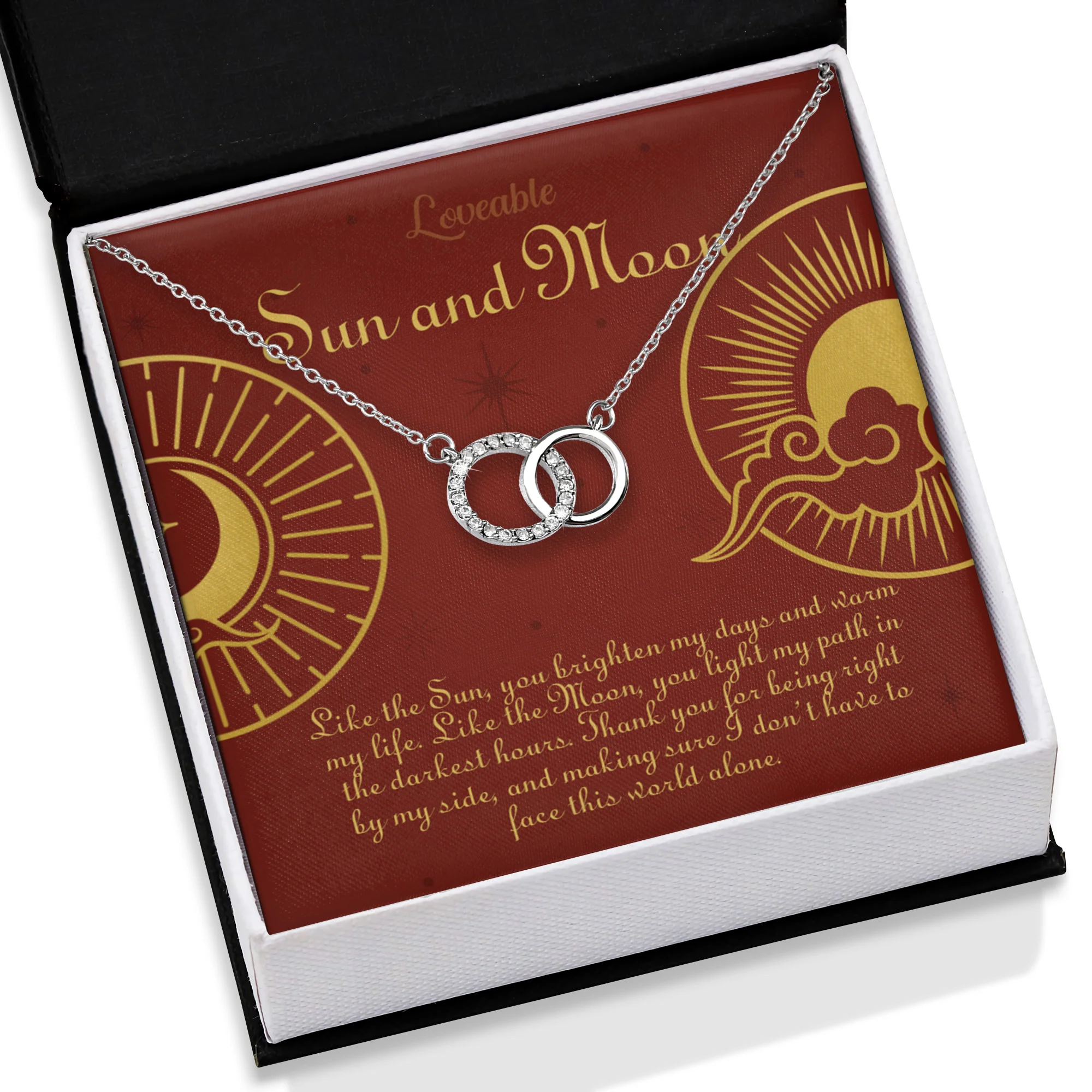 Sun and Moon - White Gold Necklace - Gift For Her - Image 2