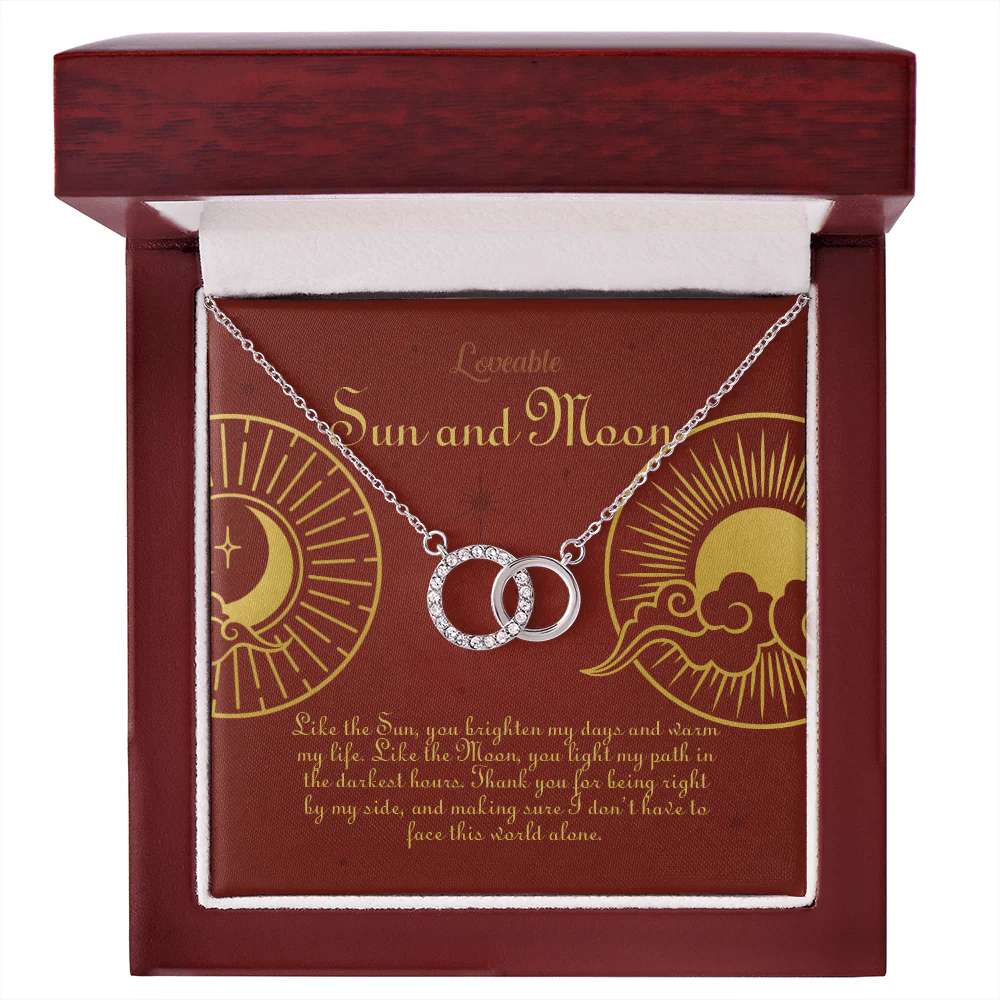 Sun and Moon - White Gold Necklace - Gift For Her - Image 5
