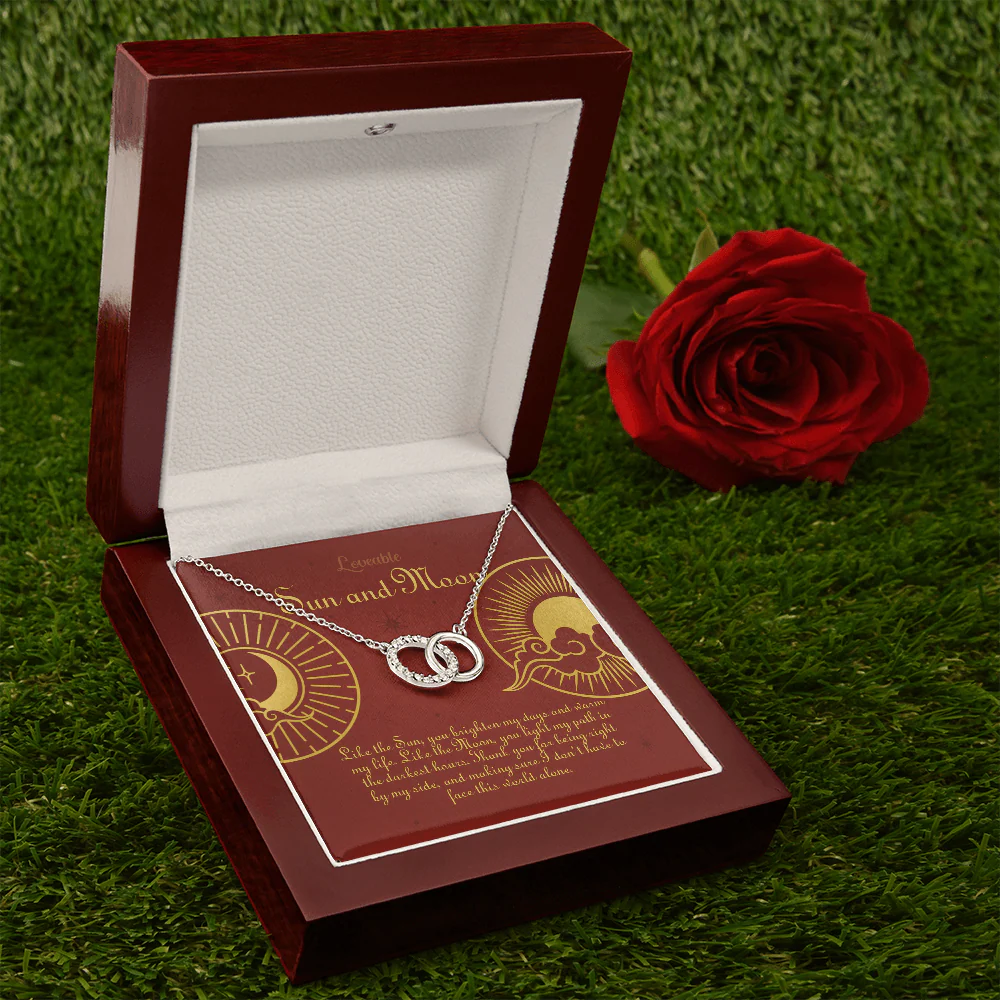 Sun and Moon - White Gold Necklace - Gift For Her - Image 6