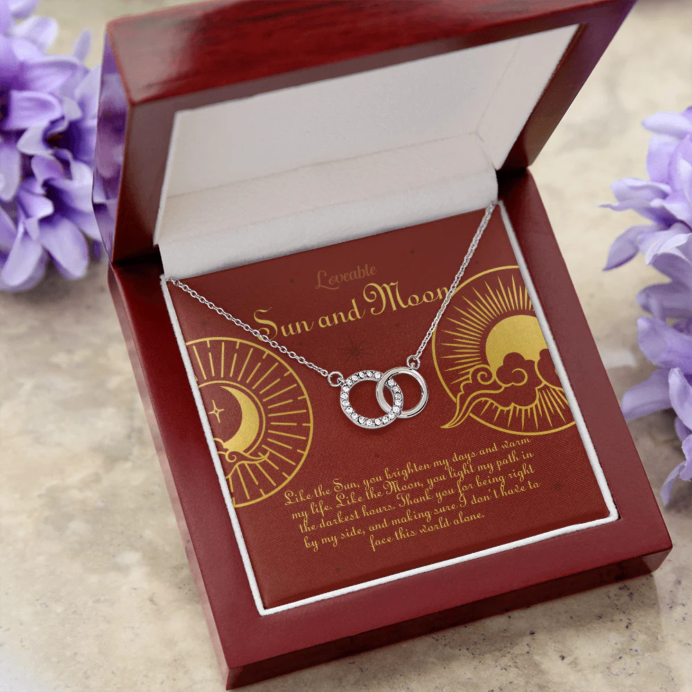 Sun and Moon - White Gold Necklace - Gift For Her - Image 7
