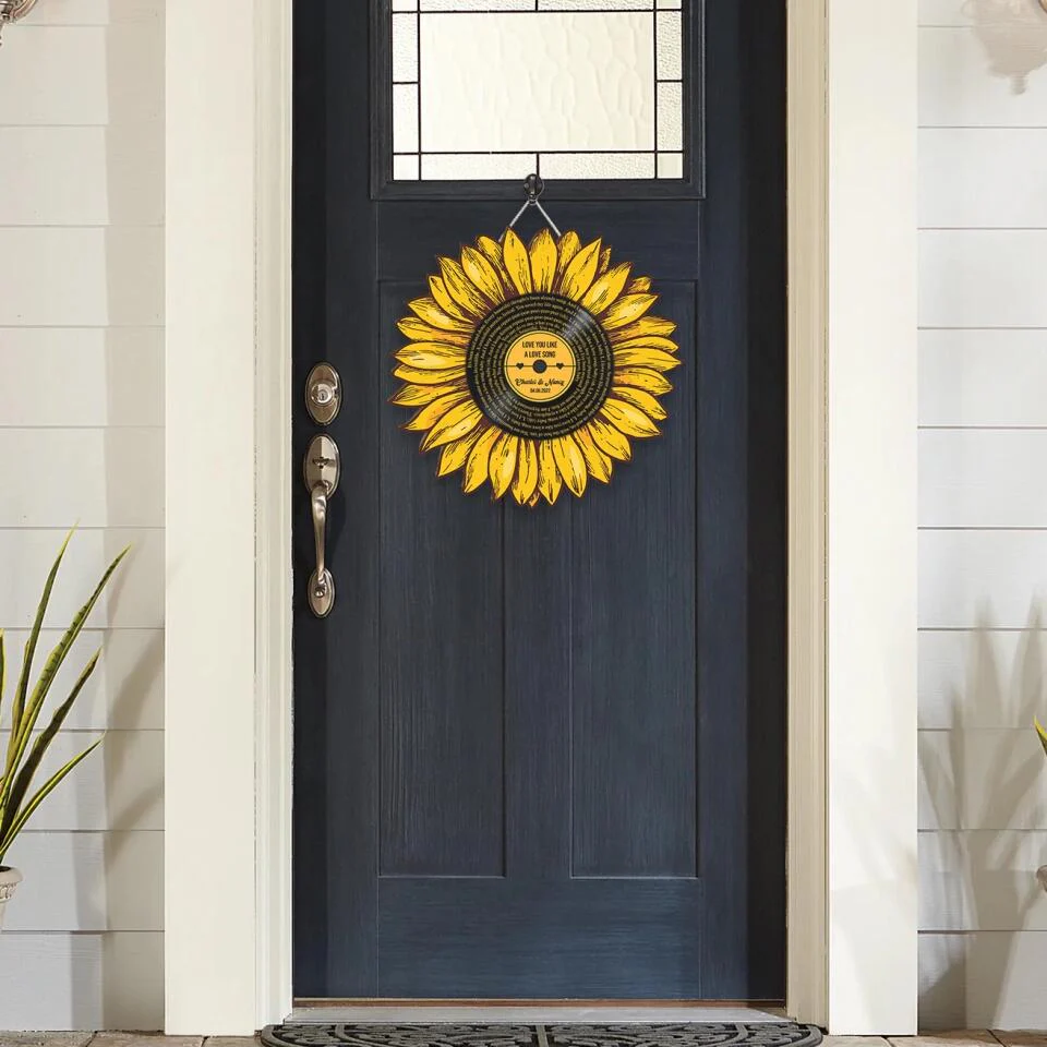 Couple Wooden Sign Sunflower Custom Song And Lyrics Wooden Sign Anniversary Gift - Image 7
