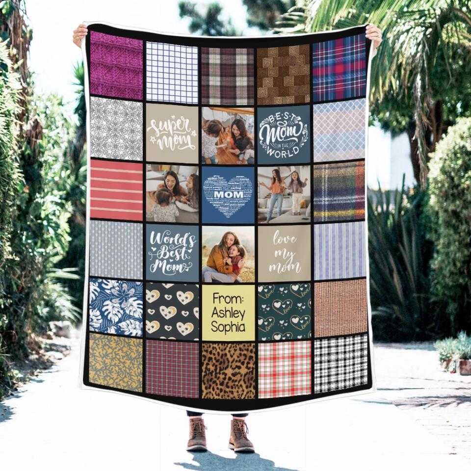 Super Mom Best Mom In The World Love My Mom - Custom Name And Upload Photo Blanket - Best Gift For Mom/Mother For Her On Anniversary - 303IHPNPBL324 - Image 2