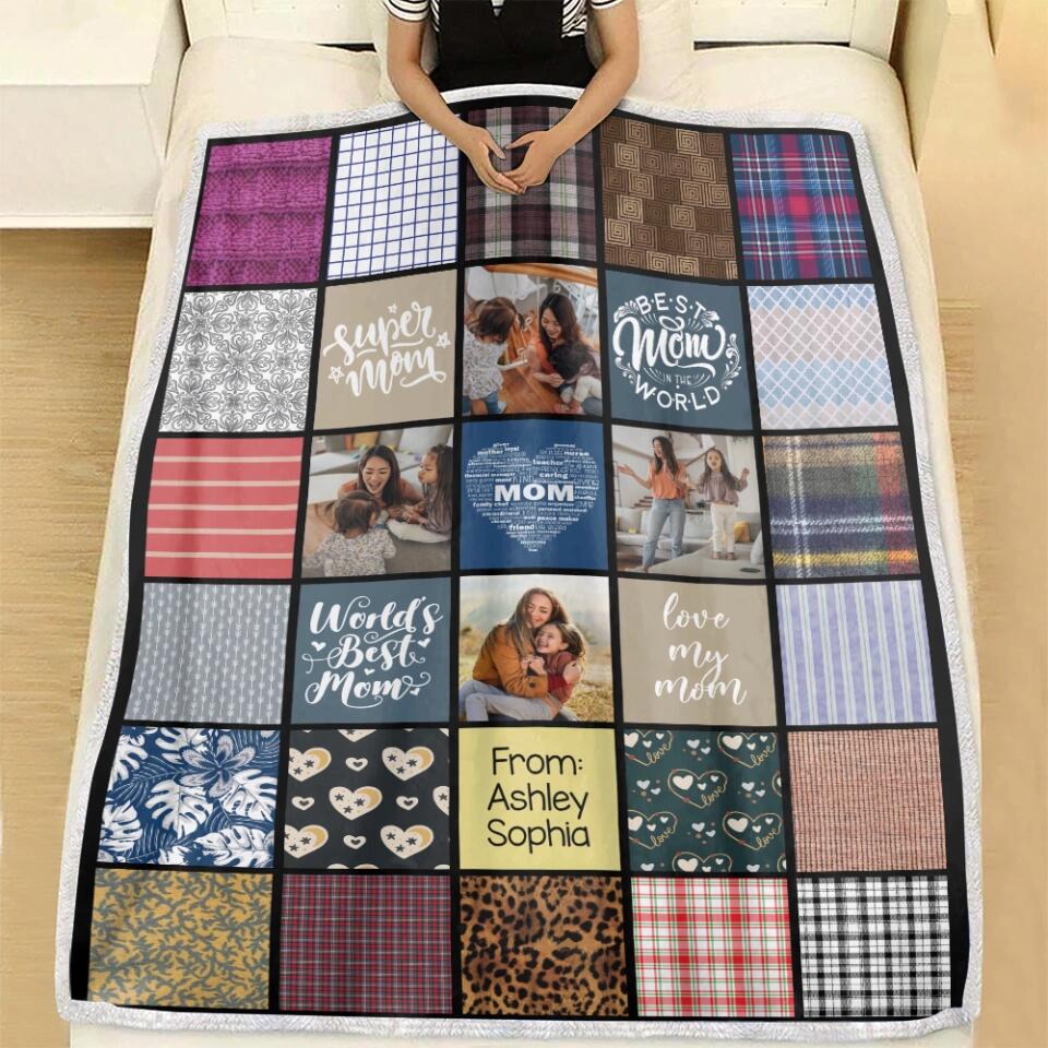 Super Mom Best Mom In The World Love My Mom - Custom Name And Upload Photo Blanket - Best Gift For Mom/Mother For Her On Anniversary - 303IHPNPBL324 - Image 4