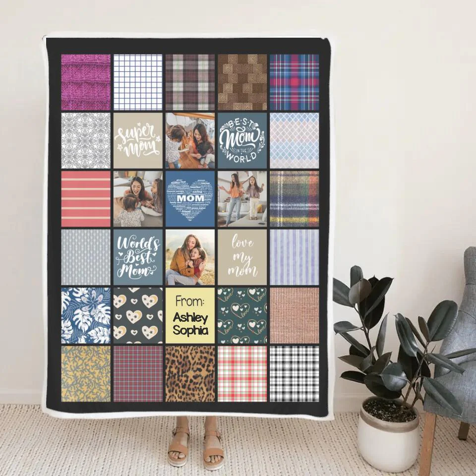 Super Mom Best Mom In The World Love My Mom - Custom Name And Upload Photo Blanket - Best Gift For Mom/Mother For Her On Anniversary - 303IHPNPBL324 - Image 5