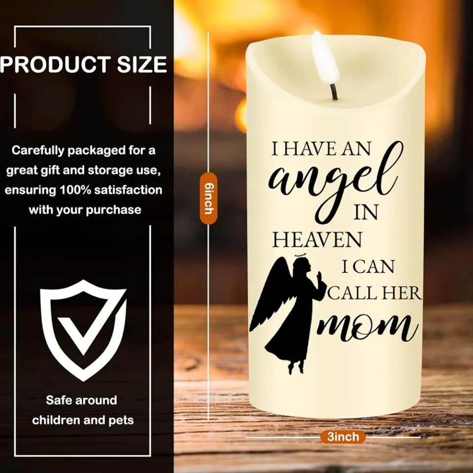 Sympathy Gifts for Loss of Mother - LED Flameless Candles - Angel in Heaven - In Remembrance of My Mother - Bereavement Keepsake Candle for Loss of Loved Mom - Image 4