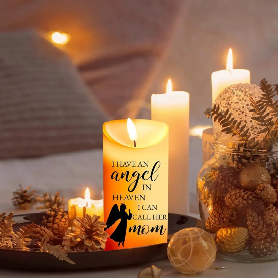 Sympathy Gifts for Loss of Mother - LED Flameless Candles - Angel in Heaven - In Remembrance of My Mother - Bereavement Keepsake Candle for Loss of Loved Mom - Image 5