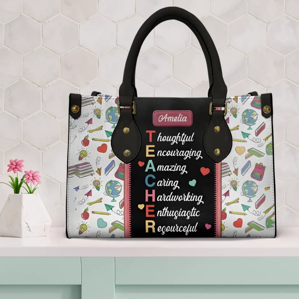 Teacher Features - Thoughtful Encouraging Amazing - Teacher Leather Handbag - Appreciation Gifts for Your Teachers - Image 4
