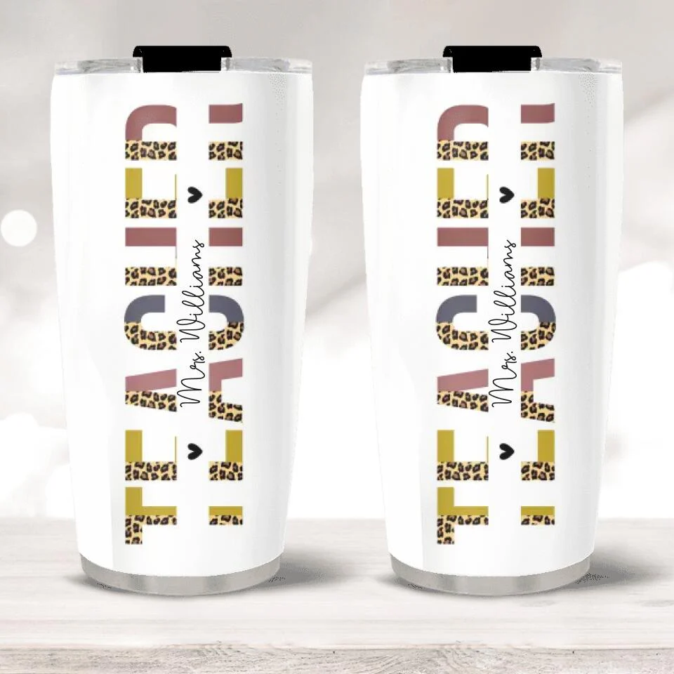 Teacher Leopard Skin - Stainless Steel Tumbler - Gift For Tutor Coach Professor - Image 2