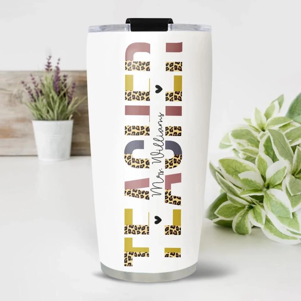 Teacher Leopard Skin - Stainless Steel Tumbler - Gift For Tutor Coach Professor - Image 5
