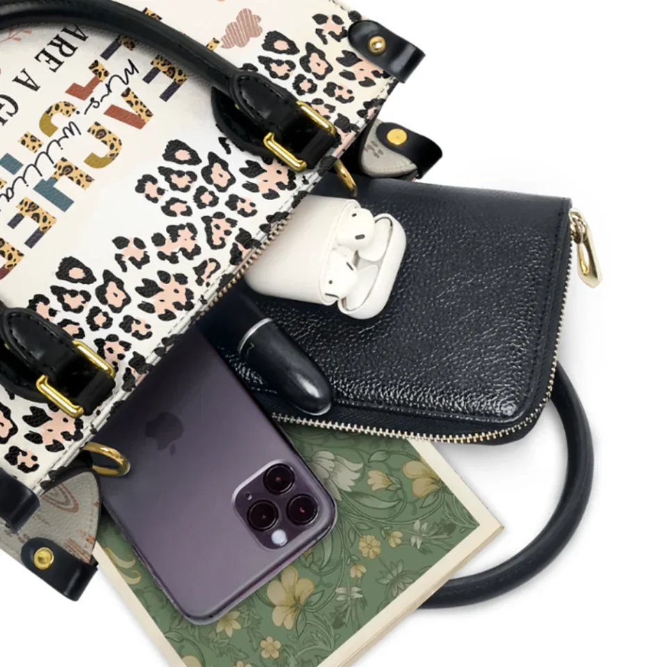 Teachers Are Gifts from God Leopard Rainbow - Personalized Leather Handbag - Best Gift for Female Teachers - Image 3