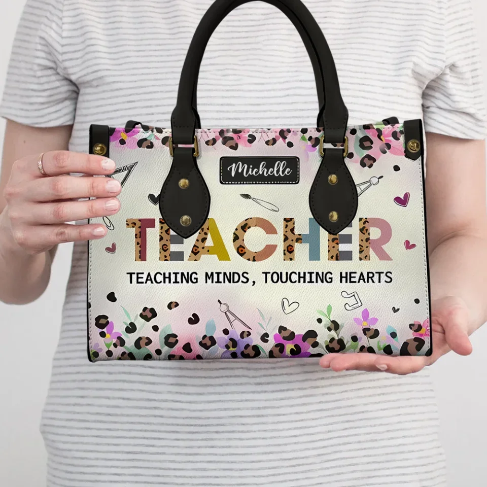 Teaching Minds Touching Hearts - Personalized Leather Handbag with Name - Thank You Gift for Teachers - Image 4