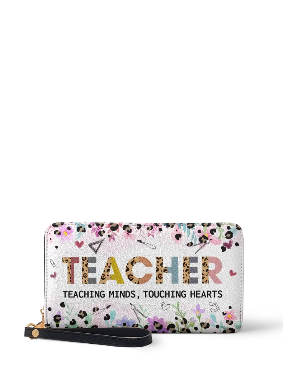 Teaching Minds Touching Hearts - Personalized Zip Around Leather Wallet - Gift for Teachers - Image 3
