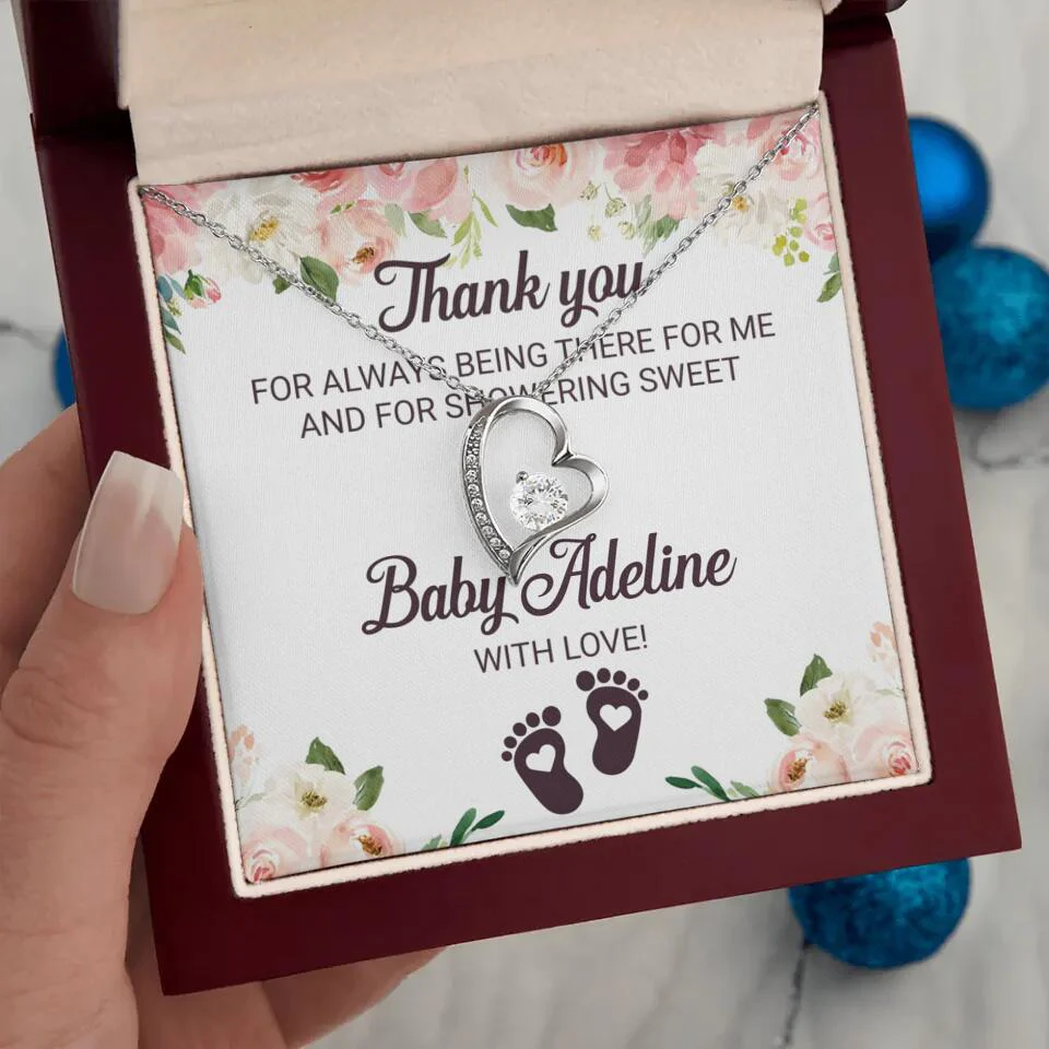 Thank You For Always Being There For Me - Personalized Love Knot Necklace - Baby Shower Hostess Thank You Gift - Image 11