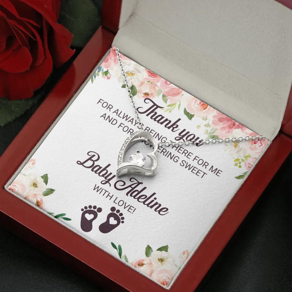 Thank You For Always Being There For Me - Personalized Love Knot Necklace - Baby Shower Hostess Thank You Gift - Image 18