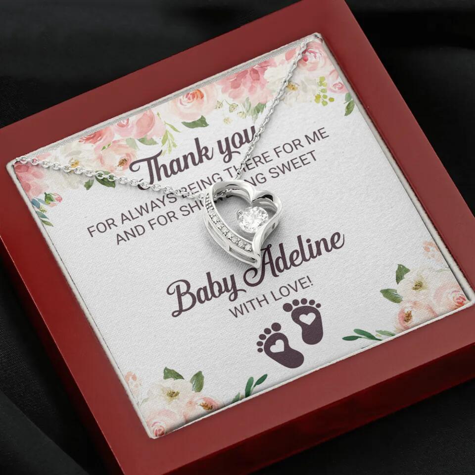 Thank You For Always Being There For Me - Personalized Love Knot Necklace - Baby Shower Hostess Thank You Gift - Image 20