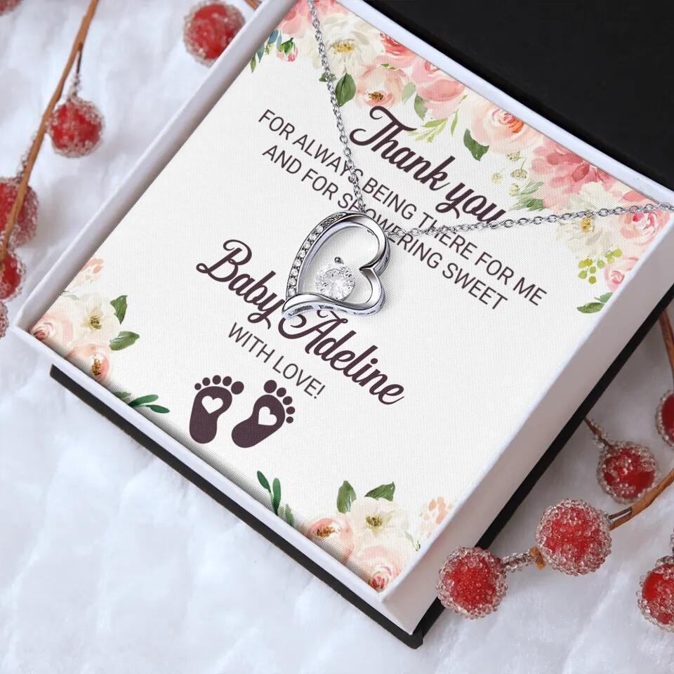 Thank You For Always Being There For Me - Personalized Love Knot Necklace - Baby Shower Hostess Thank You Gift - Image 24