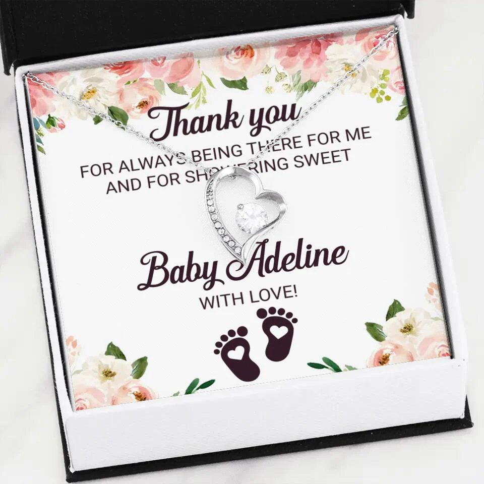 Thank You For Always Being There For Me - Personalized Love Knot Necklace - Baby Shower Hostess Thank You Gift - Image 28