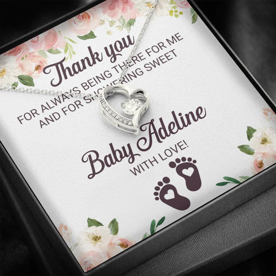 Thank You For Always Being There For Me - Personalized Love Knot Necklace - Baby Shower Hostess Thank You Gift - Image 30