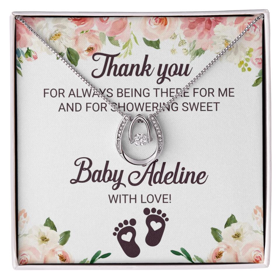 Thank You For Always Being There For Me - Personalized Love Knot Necklace - Baby Shower Hostess Thank You Gift - Image 38